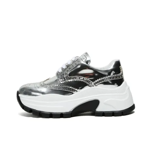 PRADA Chunky Sneakers Women's Low Top Silver