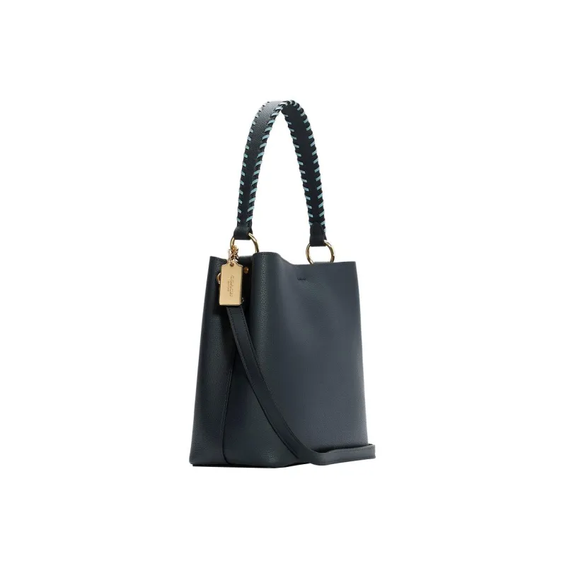 COACH Town Polished Pebbled Leather Bucket Bags Handbags Shoulder Bag Crossbody Bag Medium Size Women's Midnight Blue-1