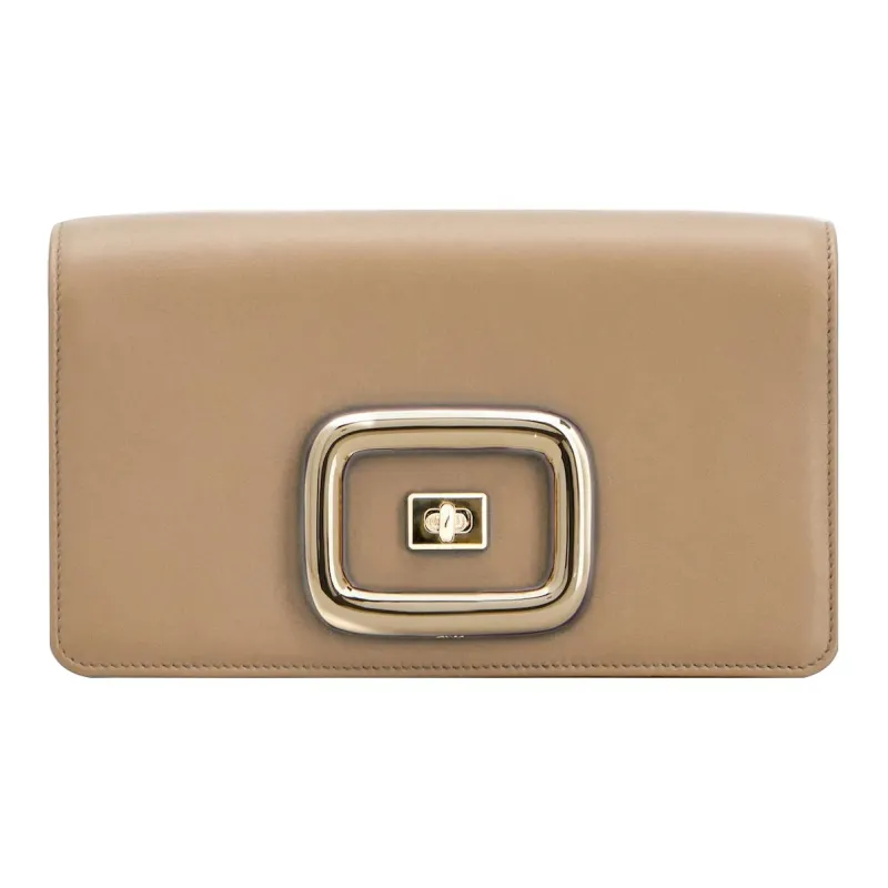 Roger Vivier Roger Vivier VIV Leather Shoulder Bag, Crossbody Bag Mini Women's Beige Yellow-0