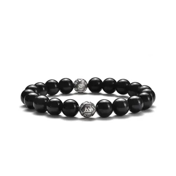 IDEAGEMER Obsidian Bracelets Men's