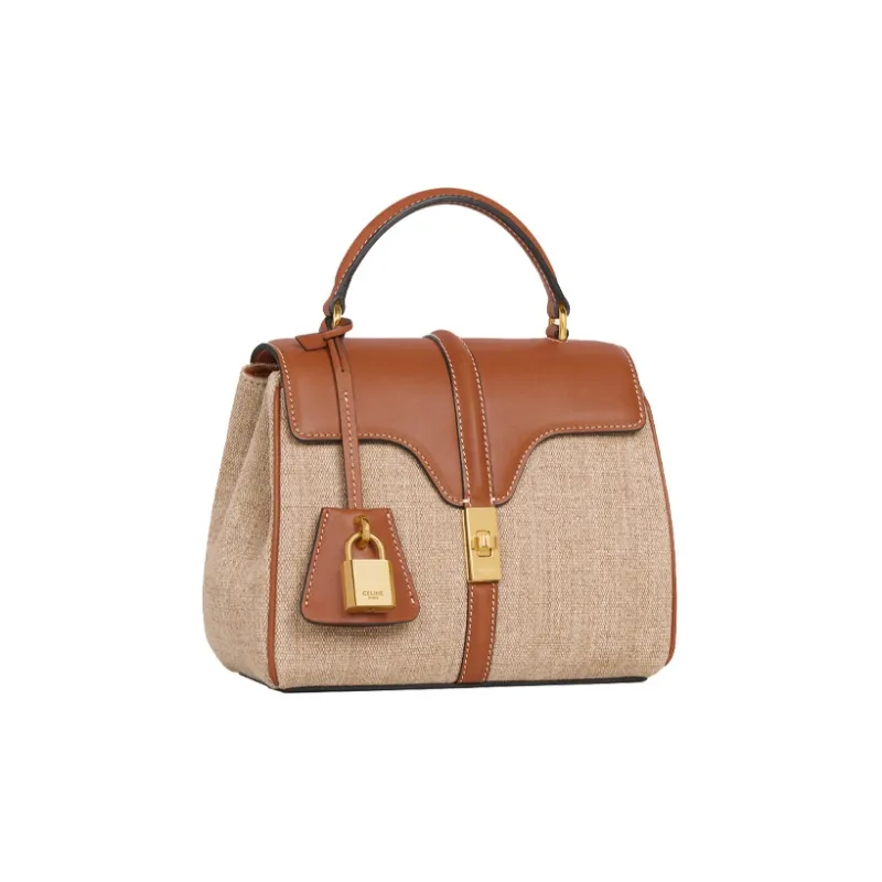 CELINE 16 Natural Calfskin Shoulder Bag Crossbody Bag Handbags Mini Women's Light Camel Tan-1