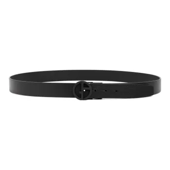 AMANI Minimalist Style Cow Leather Belt Unisex Black Width :3.5cm