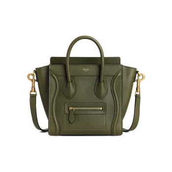 CELINE Luggage Calfskin Smile Bag Shoulder Bag Crossbody Bag Handbag Women's Olive Green