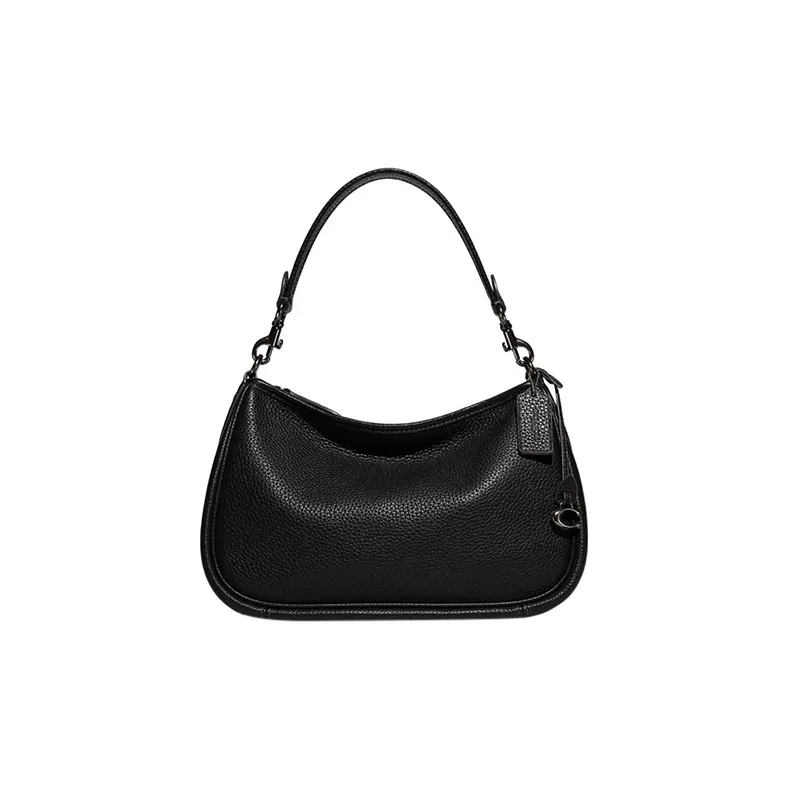 COACH Cary Pebbled Leather Handbag Shoulder Bag Crossbody Bag Large Size Women's Black-0