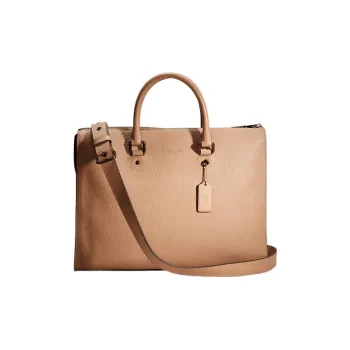 COACH Gotham Pebbled Leather Laptop Bag, Briefcase, Handbag, Shoulder Bag, Crossbody Bag Tubas Unisex Light Brown