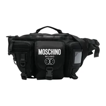MOSCHINO Cotton Sling Bag Medium Size Men's Black
