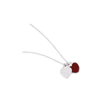 TIFFANY & CO. Return To Tiffany Collection 925 Sterling Silver Pendant Collarbone Necklace Women's Red