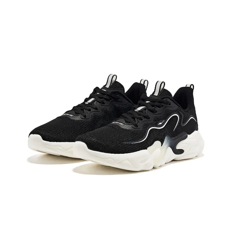 Erke Casual Shoes Women's Low Top Jet Black/Ivory White-1