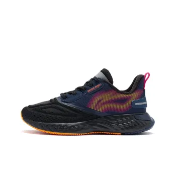 LINING Casual Shoes Women's Low Top Black/Guangdong Blue/Fluorescent Princess Red