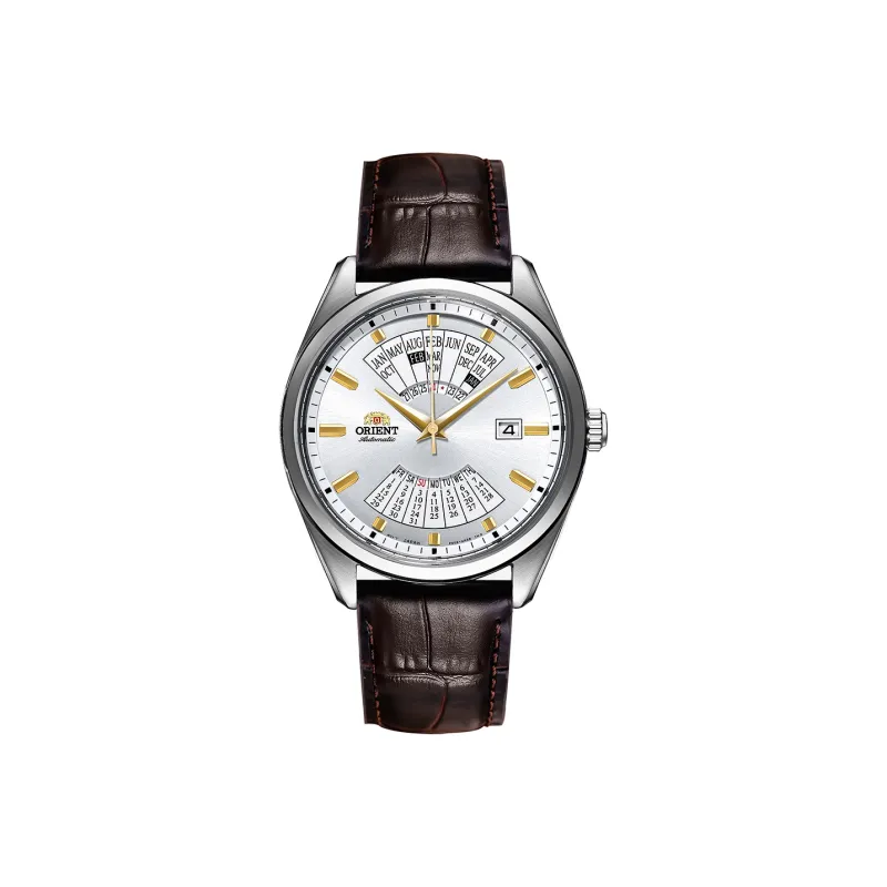 ORIENT Automatic Mechanical Movement Leather Strap Watch Men's Watches Silver Dial-0