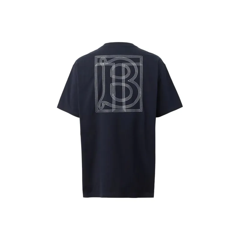 Burberry Topstitched Monogram Motif Cotton Oversized T Shirt-1