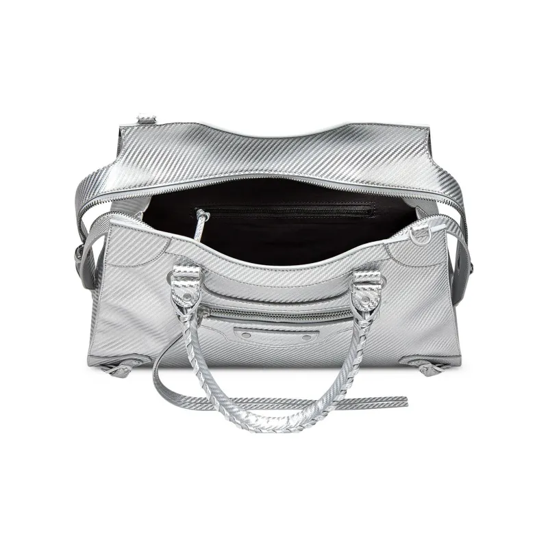 Balenciaga Neo Classic Polyurethane Shoulder Bag, Crossbody Bag, Handbag Medium Size Men's Silver-4