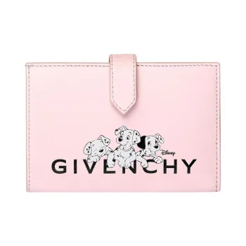 Givenchy Disney, Collaboration Smooth Cow Leather Card Holder, Wallet Women's Multicolor Floral Light Pink