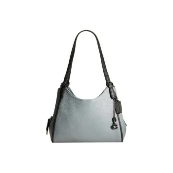 COACH Lori Leather Shoulder Bag Large Size Women's Blue