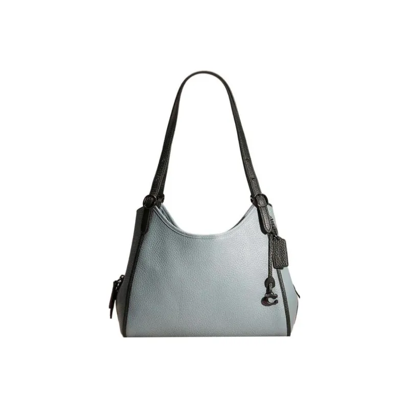 COACH Lori Leather Shoulder Bag Large Size Women's Blue-0
