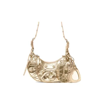 Balenciaga Le Cagole Metallic Finish Fine Grained Sheepskin Portable Crossbody Bag Shoulder Bag Mini Women's Light Gold