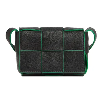 Bottega Veneta CASSETTE Sheepskin Tofu Bag, Shoulder Bag, Crossbody Bag Mini Women's Black/Parrot Green