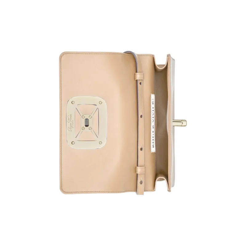 Roger Vivier Roger Vivier VIV Leather Shoulder Bag, Crossbody Bag Mini Women's Beige Yellow-4