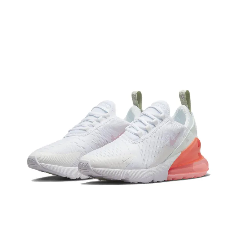 Nike Air Max 270 Cushioning Anti-Slip And Wear-Resistant Low-Top Casual Shoes GS White Orange-2