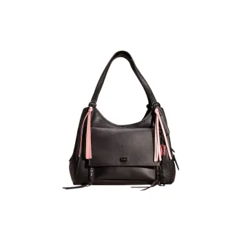 COACH Lori Soft Pebbled Leather One Shoulder Handbags Large Size Women's Black