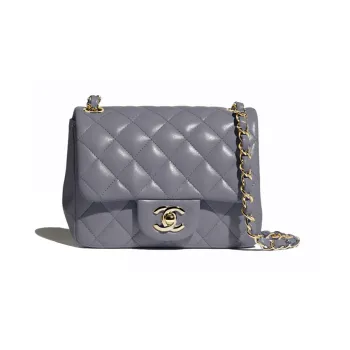 CHANEL Classic Flap CF Leather Chain Mini Square Flap Bag Crossbody Bag Mini Women's Gray