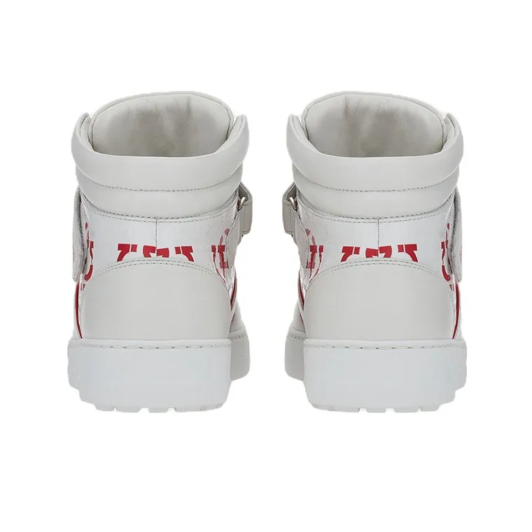 Ferragamo Skateboard Shoes Women's High Top White/Red-3