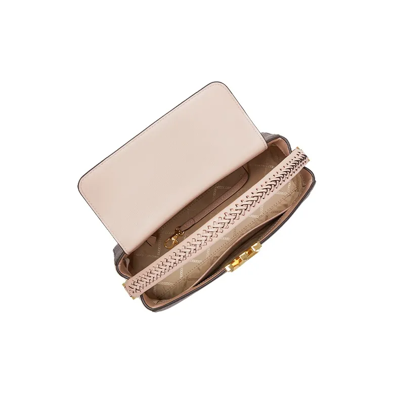 MICHAEL KORS Karlie Leather Crossbody Bags Shoulder Bags Handbags Small Size Women's Dark Brown/Beige Pink-2