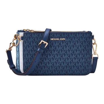 MICHAEL KORS Jet Set Artificial Leather Crossbody Bag Regular Women's Marine Blue/White/Light Blue