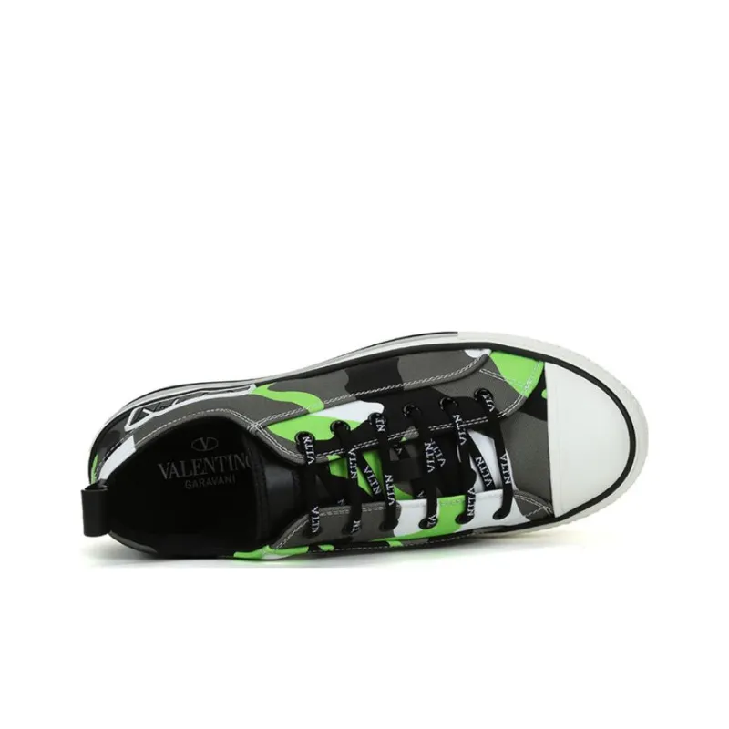 Valentino Camouflage Low Top Skateboard Shoes Men's Neon Green-4