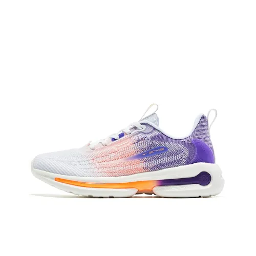 Erke Running Shoes Women's Low-Top Bright White/Fluorescent Fresh Orange