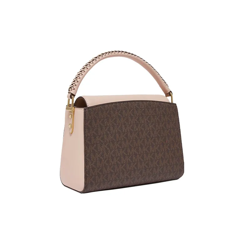 MICHAEL KORS Karlie Leather Crossbody Bags Shoulder Bags Handbags Small Size Women's Dark Brown/Beige Pink-1
