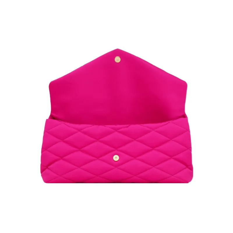 SAINT LAURENT Sade Series Viscose Envelope Clutch Women's Plum Red-4