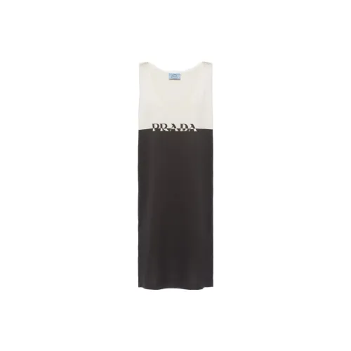 PRADA Sleeveless Dress Women's Black White
