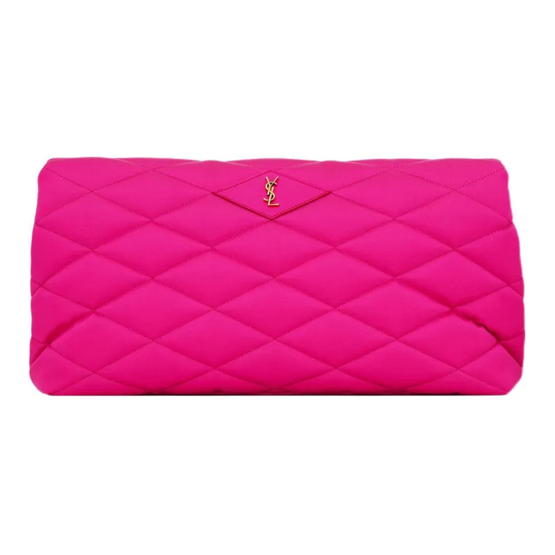 SAINT LAURENT Sade Series Viscose Envelope Clutch Women's Plum Red-0