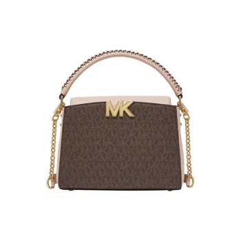 MICHAEL KORS Karlie Leather Crossbody Bags Shoulder Bags Handbags Small Size Women's Dark Brown/Beige Pink