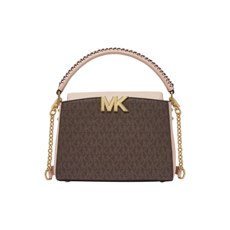 MICHAEL KORS Karlie Leather Crossbody Bags Shoulder Bags Handbags Small Size Women's Dark Brown/Beige Pink-0
