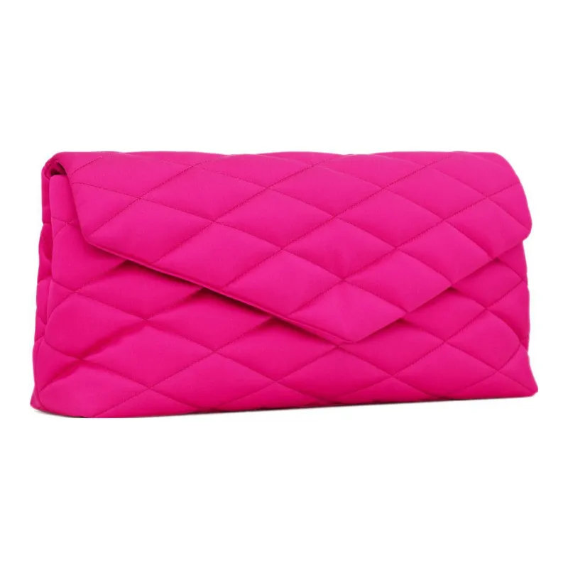 SAINT LAURENT Sade Series Viscose Envelope Clutch Women's Plum Red-2