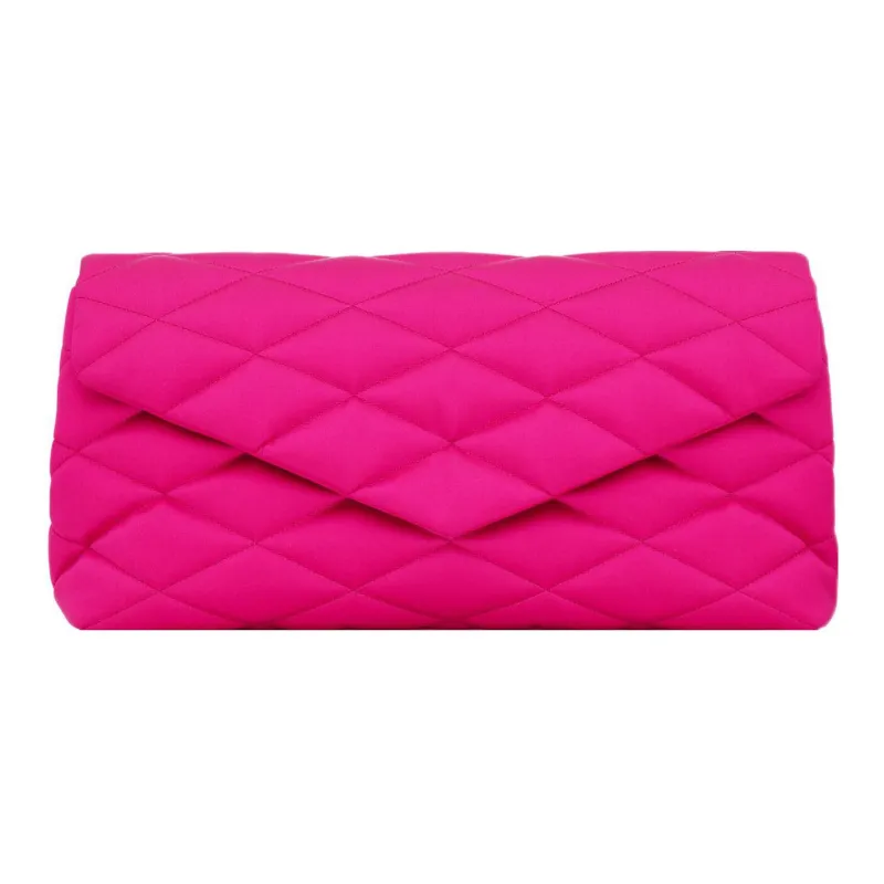 SAINT LAURENT Sade Series Viscose Envelope Clutch Women's Plum Red-1