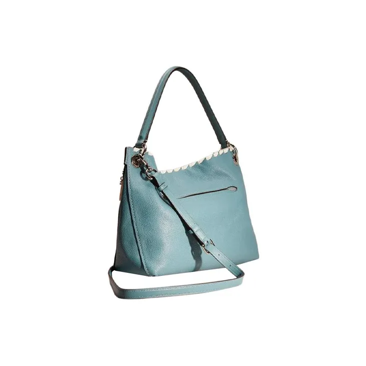 COACH Clarkson Pebbled Leather Shoulder Bag, Crossbody Bag, Handbag Large Size Women's Lake Blue-1