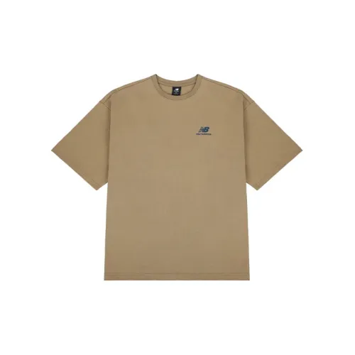 New Balance White/Blue T-Shirts Men Khaki