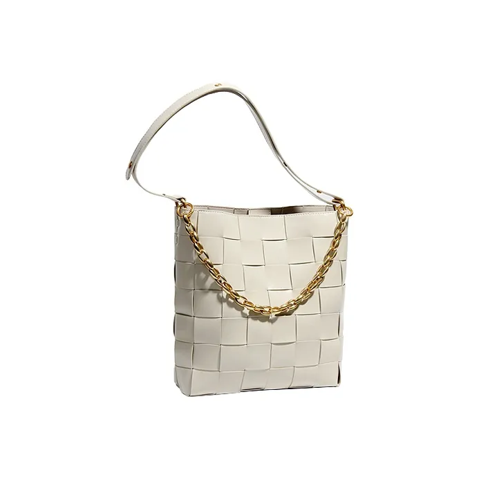 YOCAMU Cow Leather Woven Bag Bucket Bag Crossbody Bag Shoulder Bag Regular Women's White/Light Green-2