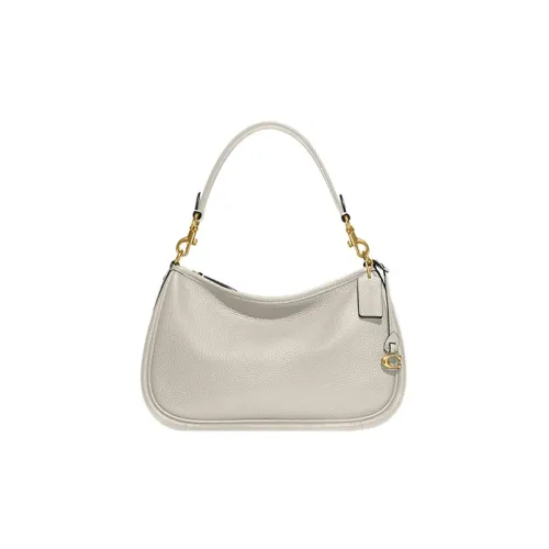 COACH Cary Pebbled Leather Shoulder Bag Crossbody Bag Large Size Women's White
