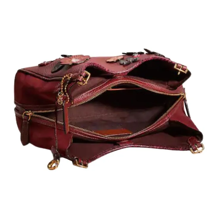 COACH Lori Pebbled Leather Handbag, Shoulder Bag Large Size Women's Burgundy-2