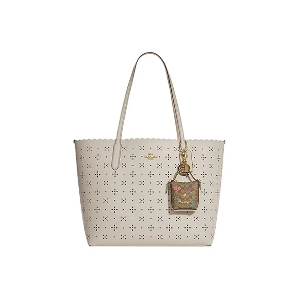 COACH Signature Coated Canvas With Smooth Leather Bag Pendant Keychain Bag Accessory Mini Women's Brown-4