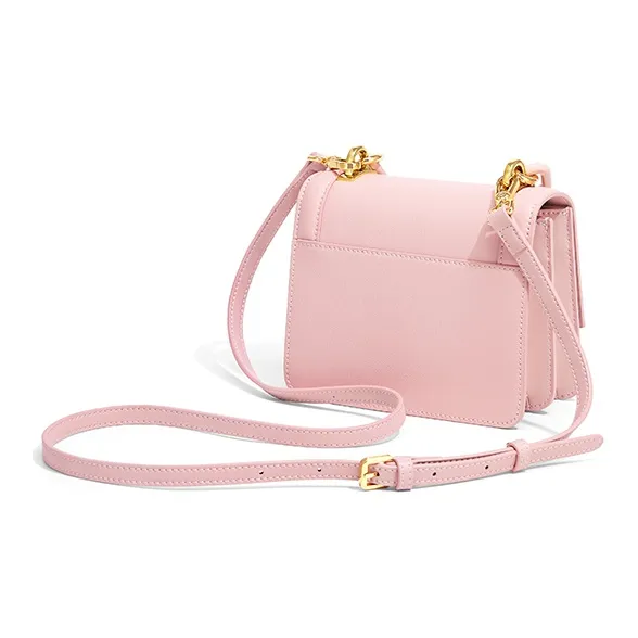 Gong Xuan Cow Leather Crossbody Handbags Mini Women's Peach-3