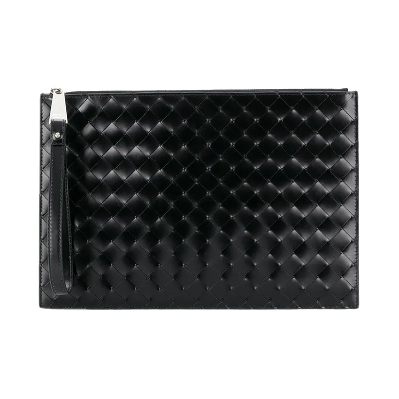 Bottega Veneta Leather Clutch Men's Black-0