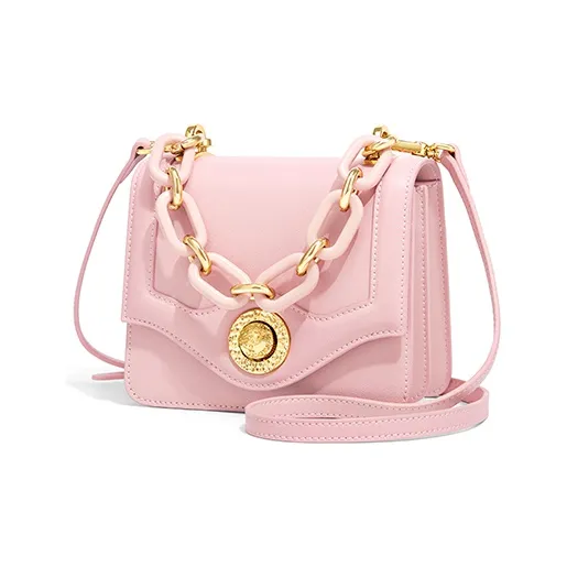 Gong Xuan Cow Leather Crossbody Handbags Mini Women's Peach-2