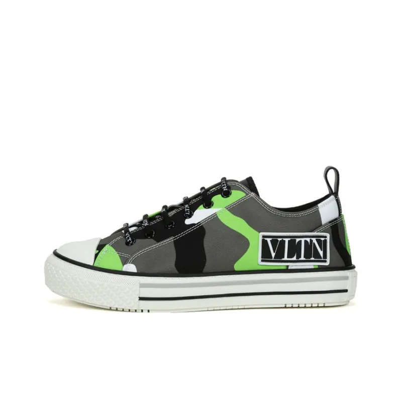Valentino Camouflage Low Top Skateboard Shoes Men's Neon Green-0