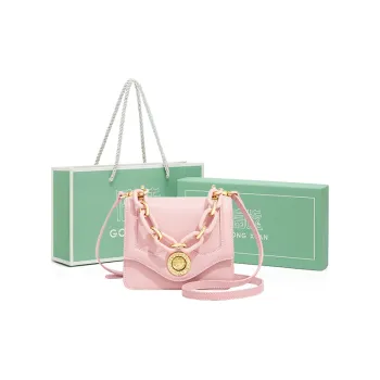 Gong Xuan Cow Leather Crossbody Handbags Mini Women's Peach