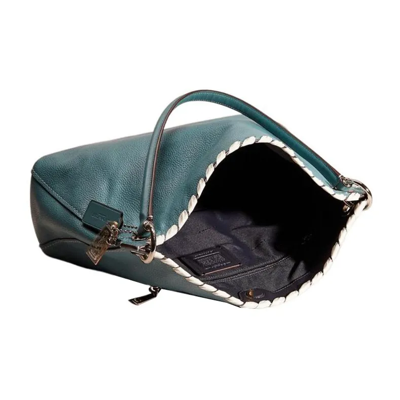 COACH Clarkson Pebbled Leather Shoulder Bag, Crossbody Bag, Handbag Large Size Women's Lake Blue-2